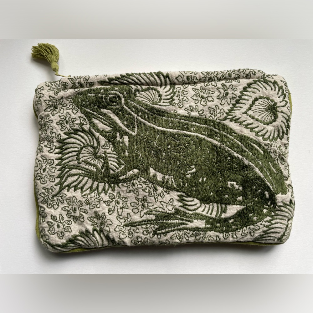 Cotton Embroidered Leap Frog Zippered Bag - Picture 5 of 9